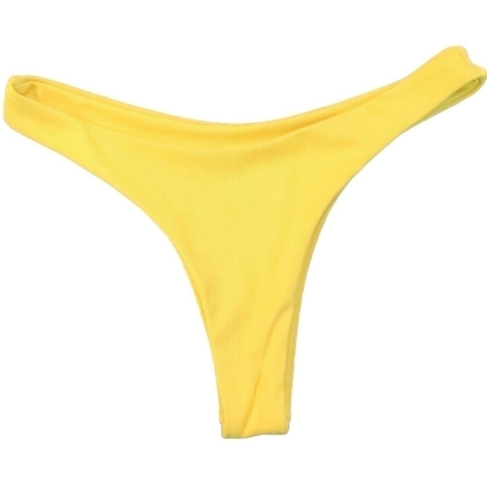 SET of 2 Yellow/Black French Cut Ribbed Bikini Bottoms